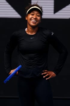 MELBOURNE, AUSTRALIA - JANUARY 10: Naomi Osaka during practice ahead of the 2025 Australian Open at Melbourne Park on January 10, 2025 in Melbourne, Australia.