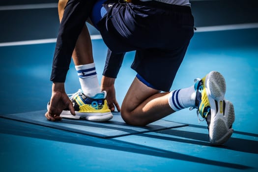 MELBOURNE, AUSTRALIA - JANUARY 09: Ball kid in action ahead of the 2025 Australian Open at Melbourne Park on January 9, 2025 in Melbourne, Australia.