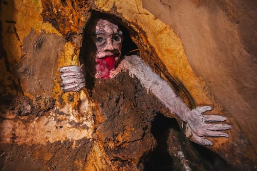 A creepy monster in the Am Phu Cave in the Marble Mountains in Da Nang, Vietnam, Asia