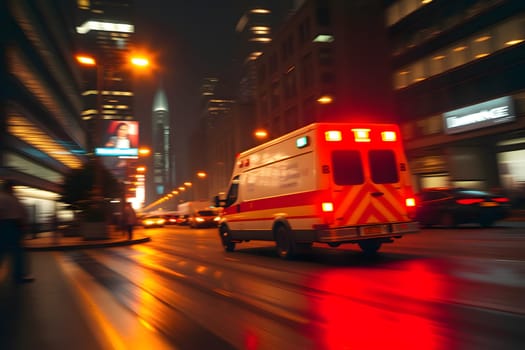 Ambulance car on the road at night
