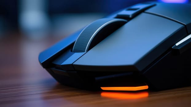 Modern gaming computer mouse close-up, shallow depth of field