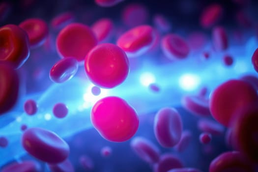 Red blood cells under magnification, medical background