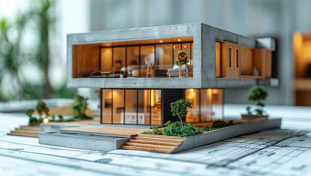 A stunning architectural model that showcases a modern home design and outdoor landscaping beautifully