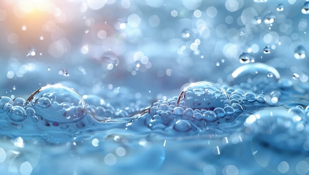A stunning closeup photograph of shimmering water bubbles creating a serene and calm aquatic atmosphere
