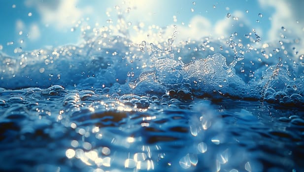 A stunning closeup of ocean waves shimmering in the sunlight, showcasing natures exquisite beauty