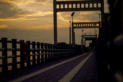 Evening sky on the bridge in the garden