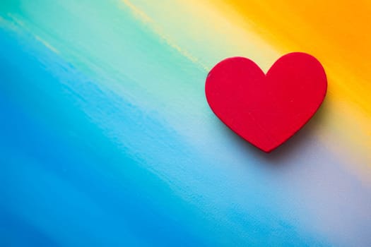 Multicolored heart against a vivid canvas, Generative AI