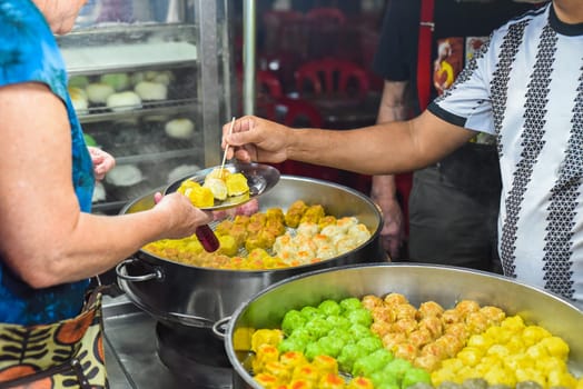 Handmade Dim Sum with different fillings in Jalan Alor street food in Kuala LumpurLumpur