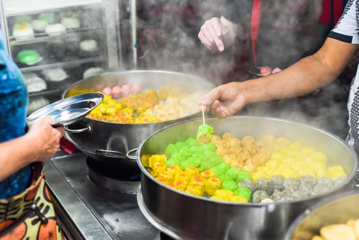 Handmade Dim Sum with different fillings in Jalan Alor street food in Kuala LumpurLumpur