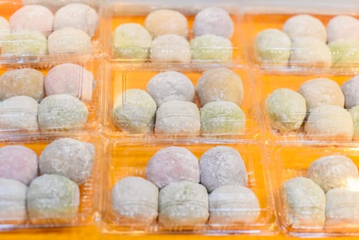 Many peanut mochi in night market Jalan Alor in Kuala Lumpur