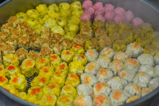 Handmade Dim Sum with different fillings in Jalan Alor street food in Kuala Lumpur