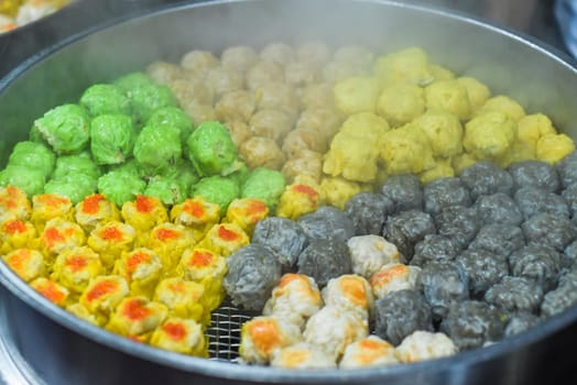 Handmade Dim Sum with different fillings in Jalan Alor street food in Kuala LumpurLumpur