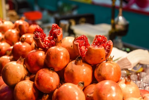 Many pomegranates in the Kuala Lumpur market