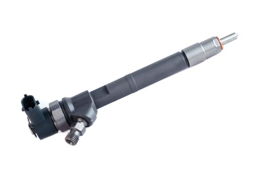 New fuel injector on white background close up