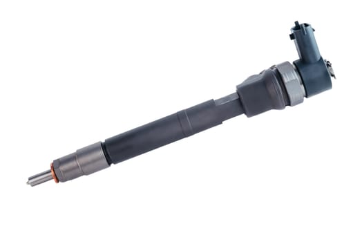 New fuel injector on white background close up