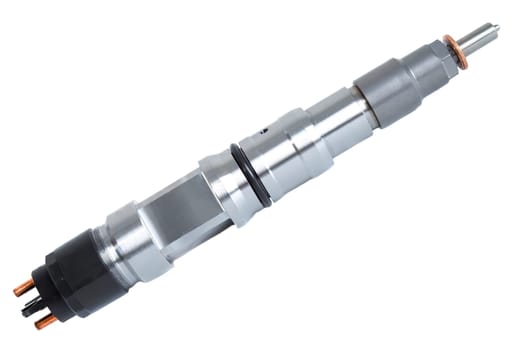 New fuel injector on white background close up