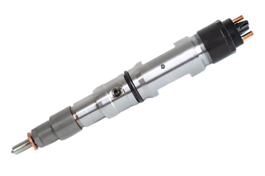 New fuel injector on white background close up