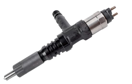 New fuel injector on white background close up