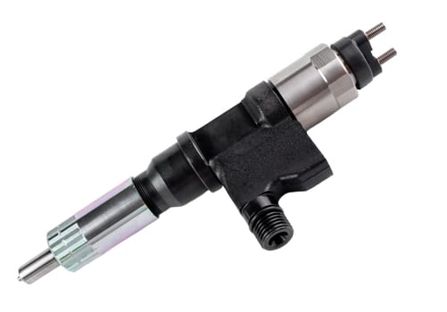 New fuel injector on white background close up