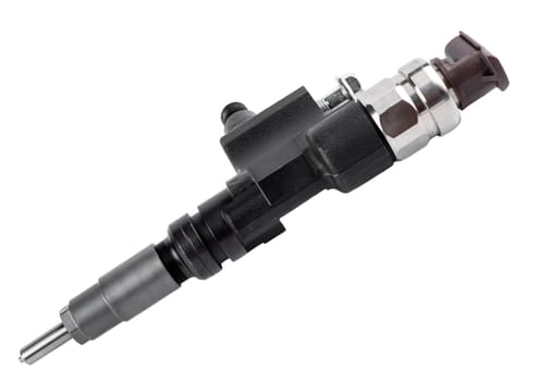 New fuel injector on white background close up