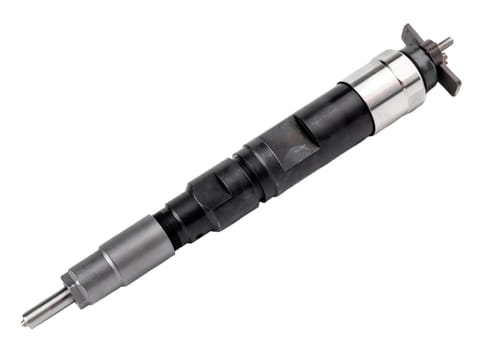 New fuel injector on white background close up