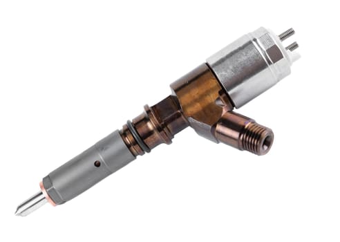 New fuel injector on white background close up