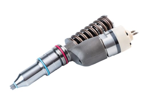 New fuel injector on white background close up