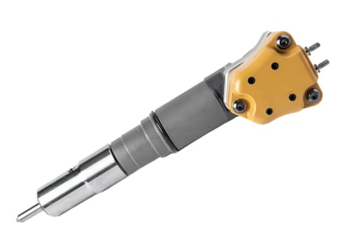 New fuel injector on white background close up