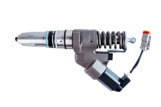 New fuel injector on white background close up