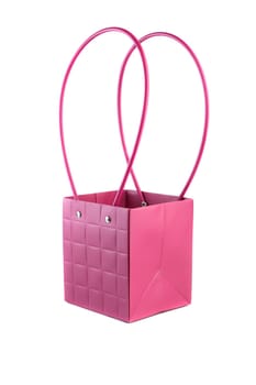 Plym package bag for flowers made of corrugated cardboard on white background