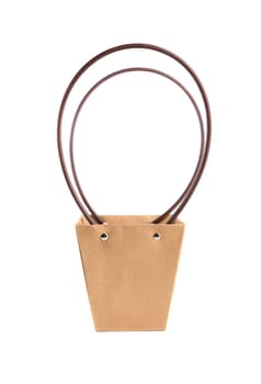 Plym package bag for flowers made of corrugated cardboard on white background
