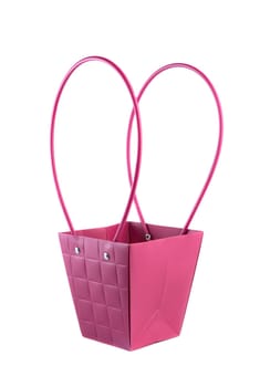 Plym package bag for flowers made of corrugated cardboard on white background