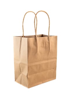 three craft bags with twisted handles on white background