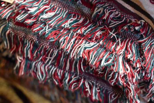 cozy knitted textile with copy space