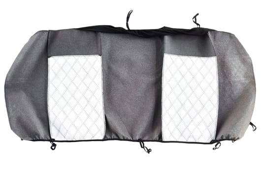 Black eco leather cover for car seat on isolated white background