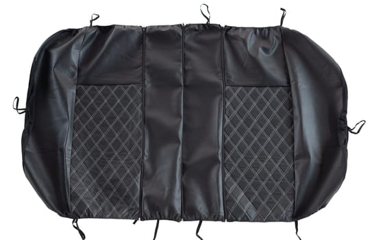 Black eco leather cover for car seat on isolated white background