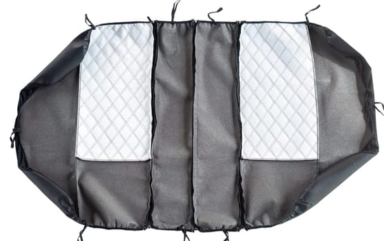 Black eco leather cover for car seat on isolated white background