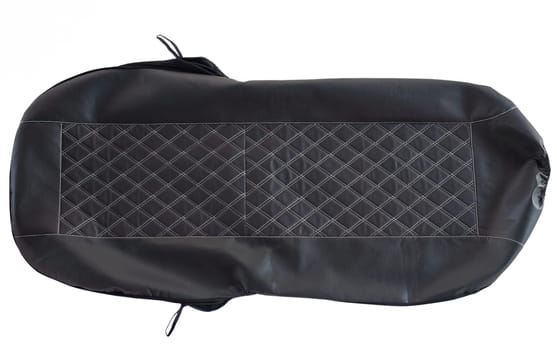 Black eco leather cover for car seat on isolated white background