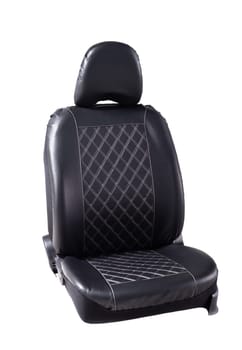 Black eco leather cover for car seat on isolated white background