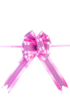 pink bow for decorations, holidays, gifts isolated on white background