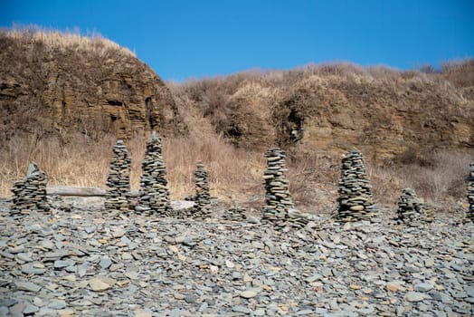 Reef Mys Vyatlina in Russian island in city Vladivostok. Chernysheva Bay