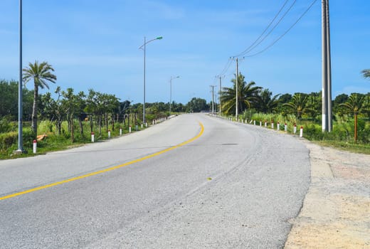 Empty road in Vietnamese rural  area