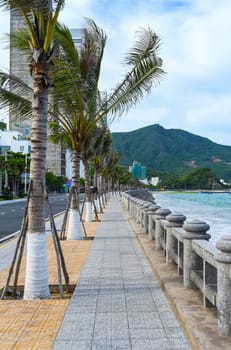 Coastline without people in Nha Trang Vietnam