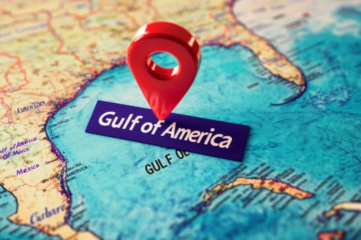 Gulf of Mexico renamed to Gulf of America with GPS location pin..