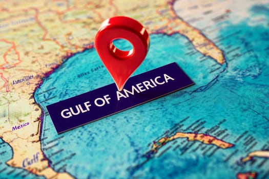 Gulf of Mexico renamed to Gulf of America with GPS location pin..