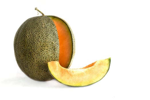 Juicy melon fruit on white background