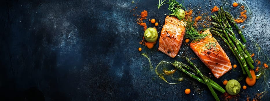 fried salmon on a plate, Generative AI, food