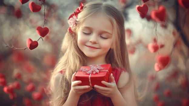 Girl holding gift box, Generative Ai, food