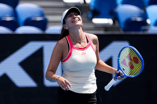 MELBOURNE, AUSTRALIA - JANUARY 10: Iva Majoli of Croatia partners Mansour Bahrami of France in the Legends mixed doubles against Pat Cash and Rennae Stubbs of Australia ahead of the 2025 Australian Open at Melbourne Park on January 10, 2025 in Melbourne, Australia.