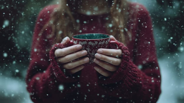 cup of coffee in hands, Generative AI, drink